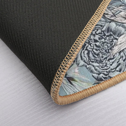 Peony And Palms Leaves Tropical Pattern  Repositionable Bath Mat