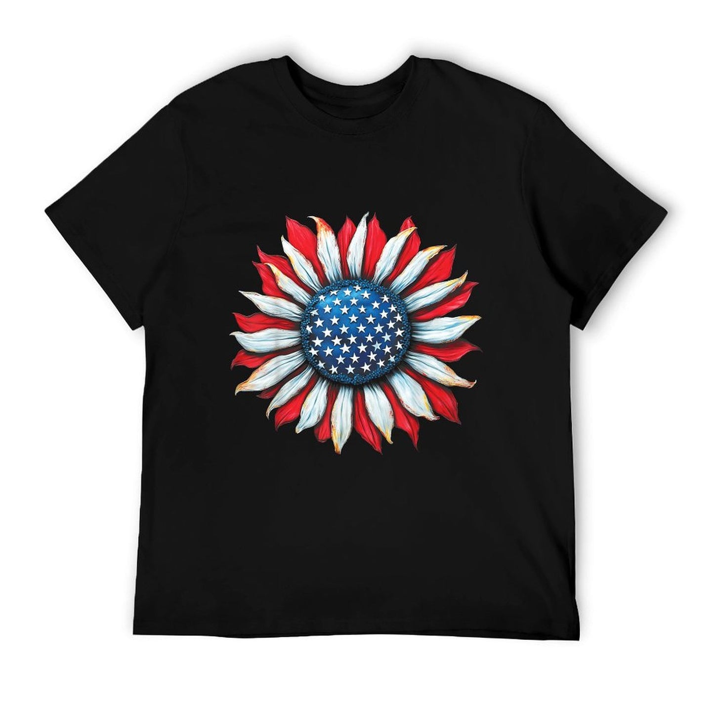 Sunflower American 4th of July Women Men Merica USA Polyester Blend T-Shirt