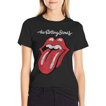 Rolling Stones Official Script Tongue Rolled Sleeves T-Shirt