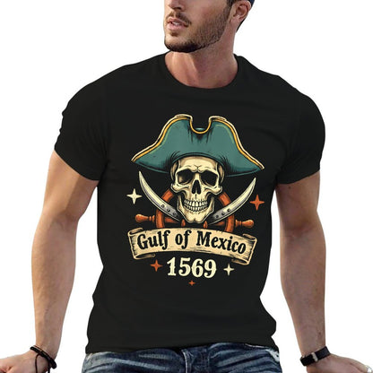 Gulf of Mexico 1569 Vintage Pirate Skull Men Women Kids  Trendy Pattern T-Shirt