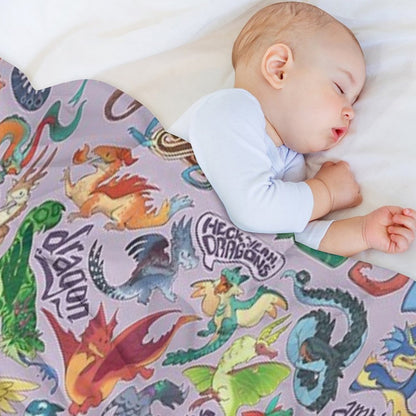 Mini Dragon Compendium in Lavender Velvety-soft Throw Blanket