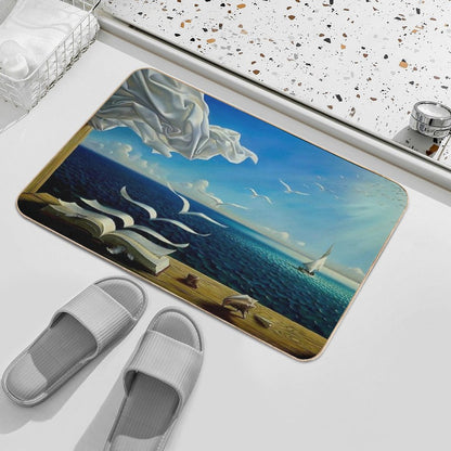 BOOK TO BIRDS Vintage Fantasy Surreal Print  Easy To Clean Bath Mat