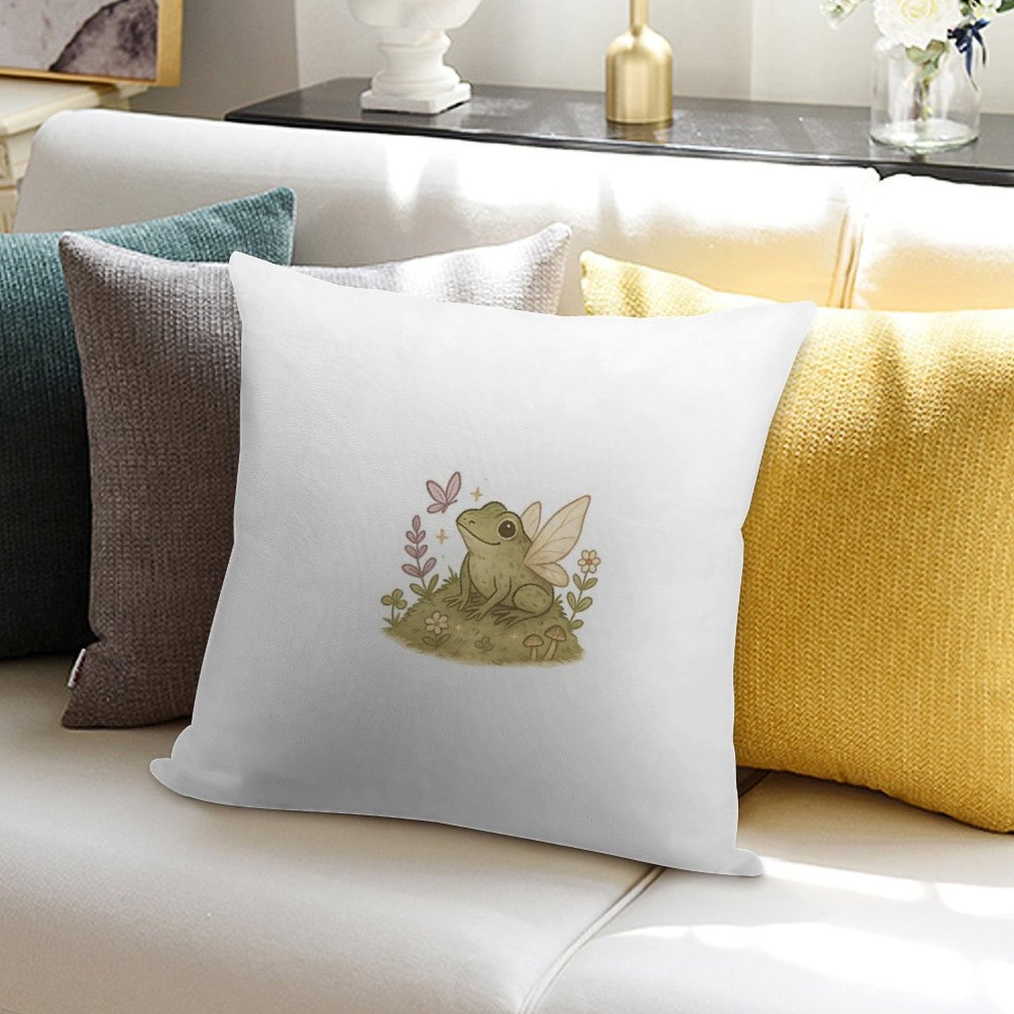 Fairy Frog Soft Washable Throw Pillow