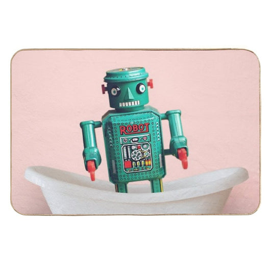 Playing Robot in Bathtub#pink  Odorless Bath Mat