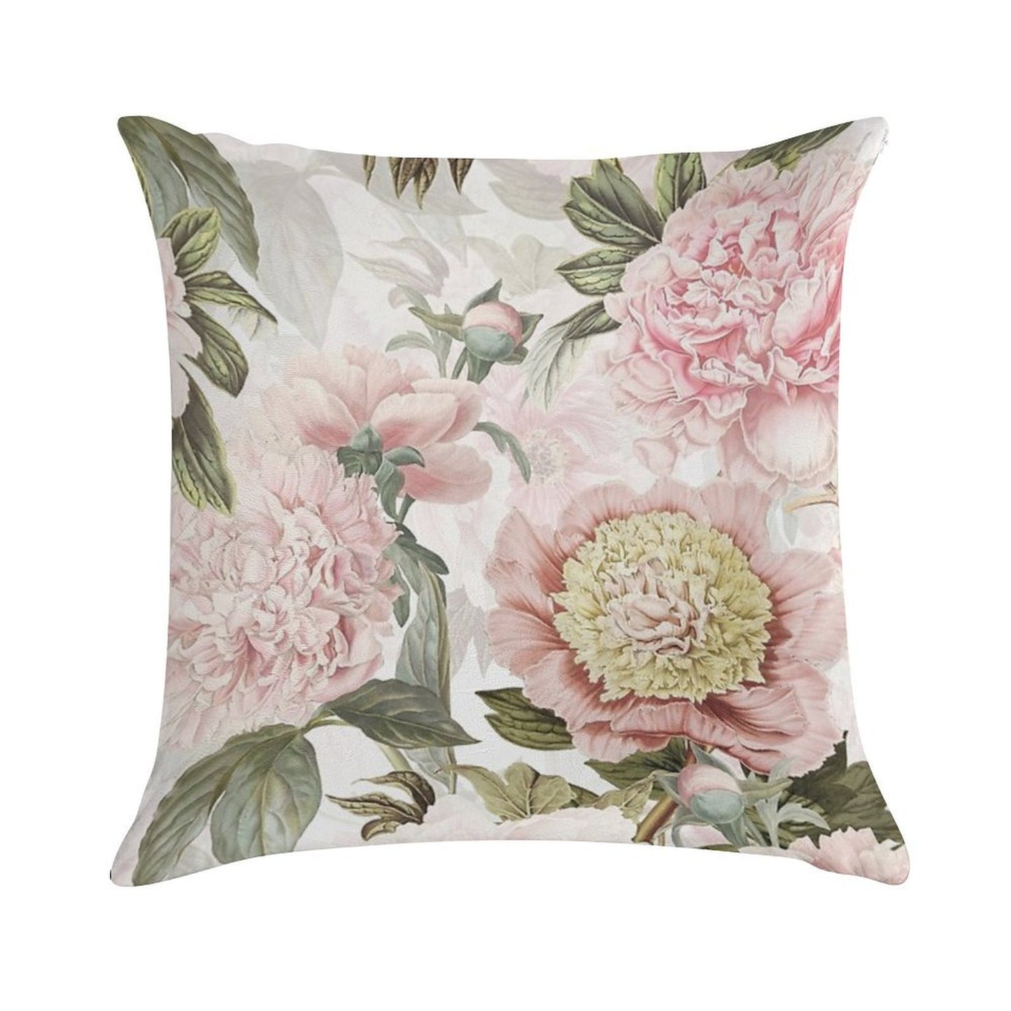 Vintage Botanical Blush Peony Flowers Botanical Garden Pattern Soft Style Accent Throw Pillow