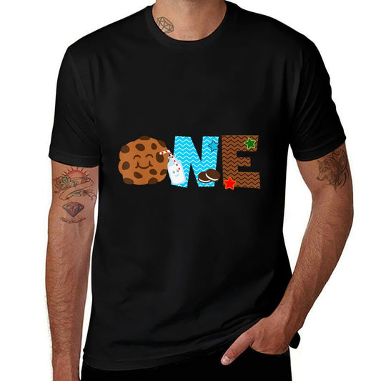 1st First Birthday Milk And Cookies Theme Party One Year Old  Graphic-printed T-Shirt