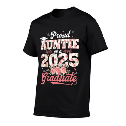Graduation 2025 Proud Auntie Of A 2025 Graduate Floral Women  Fade-proof Color T-Shirt