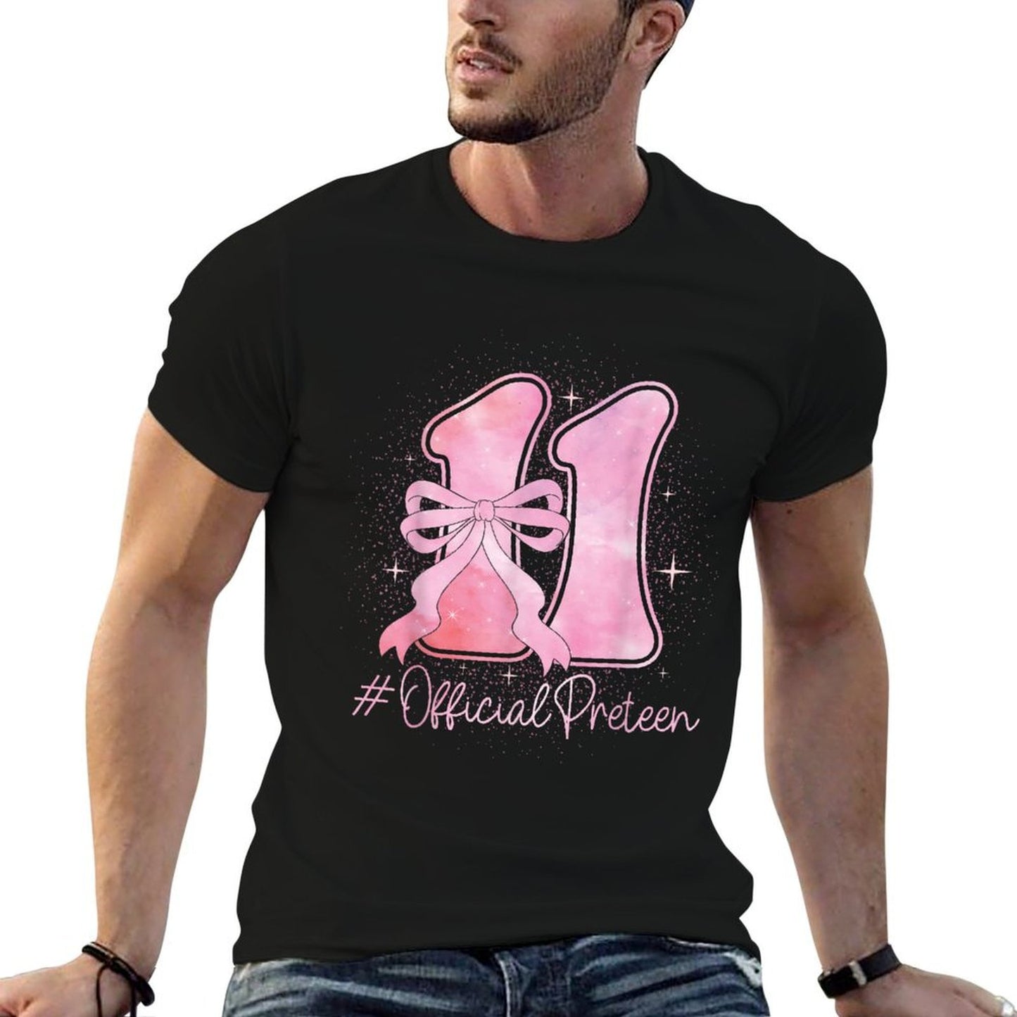 Birthday Girl Pink Coquette Bow 11 Year Old Aesthetic Girly  Soft T-Shirt