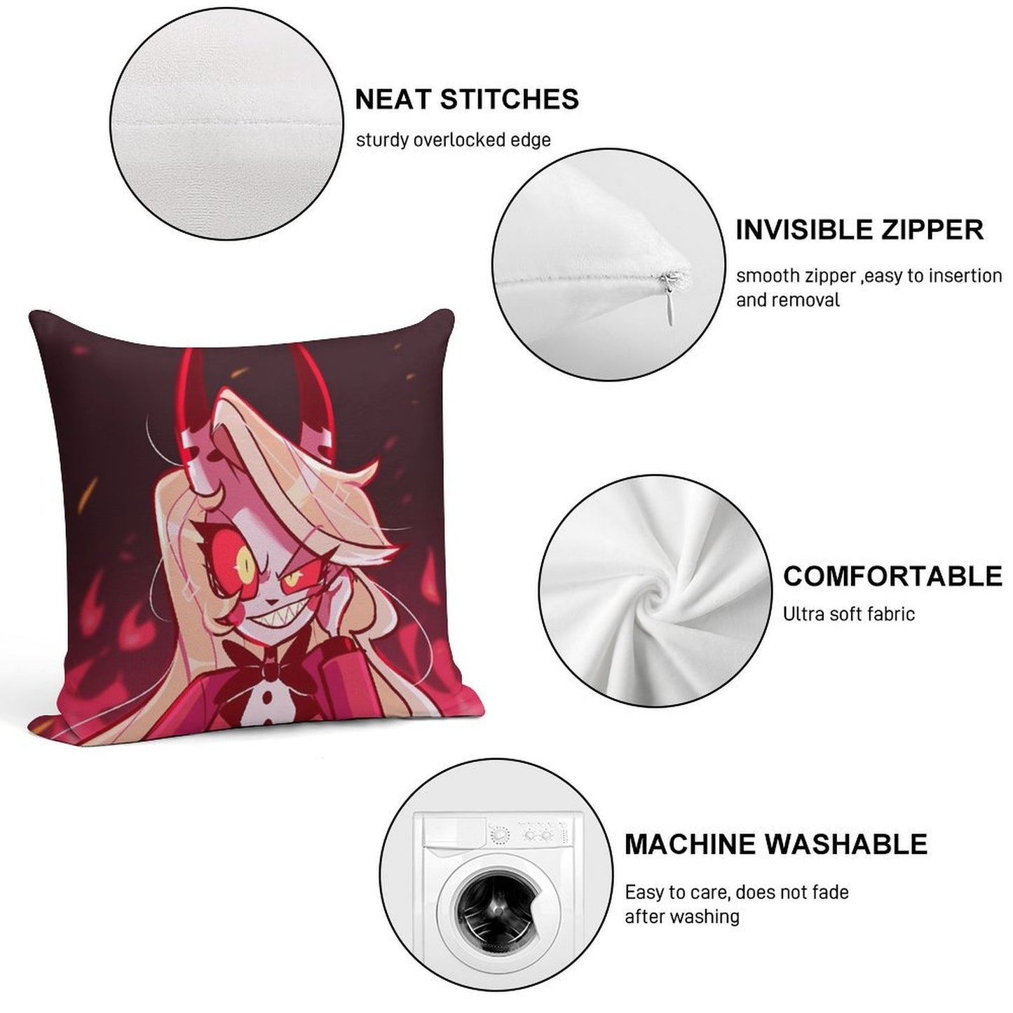 Hazbin Hotel Charlie Soft Decorative Cover Throw Pillow