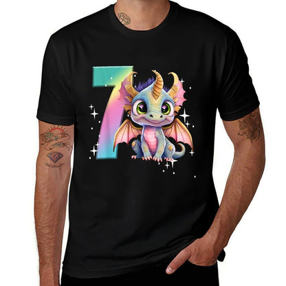 7th Birthday Dragon Party Rainbow Girl Dragon Seven 7  Slim-fit Cut T-Shirt