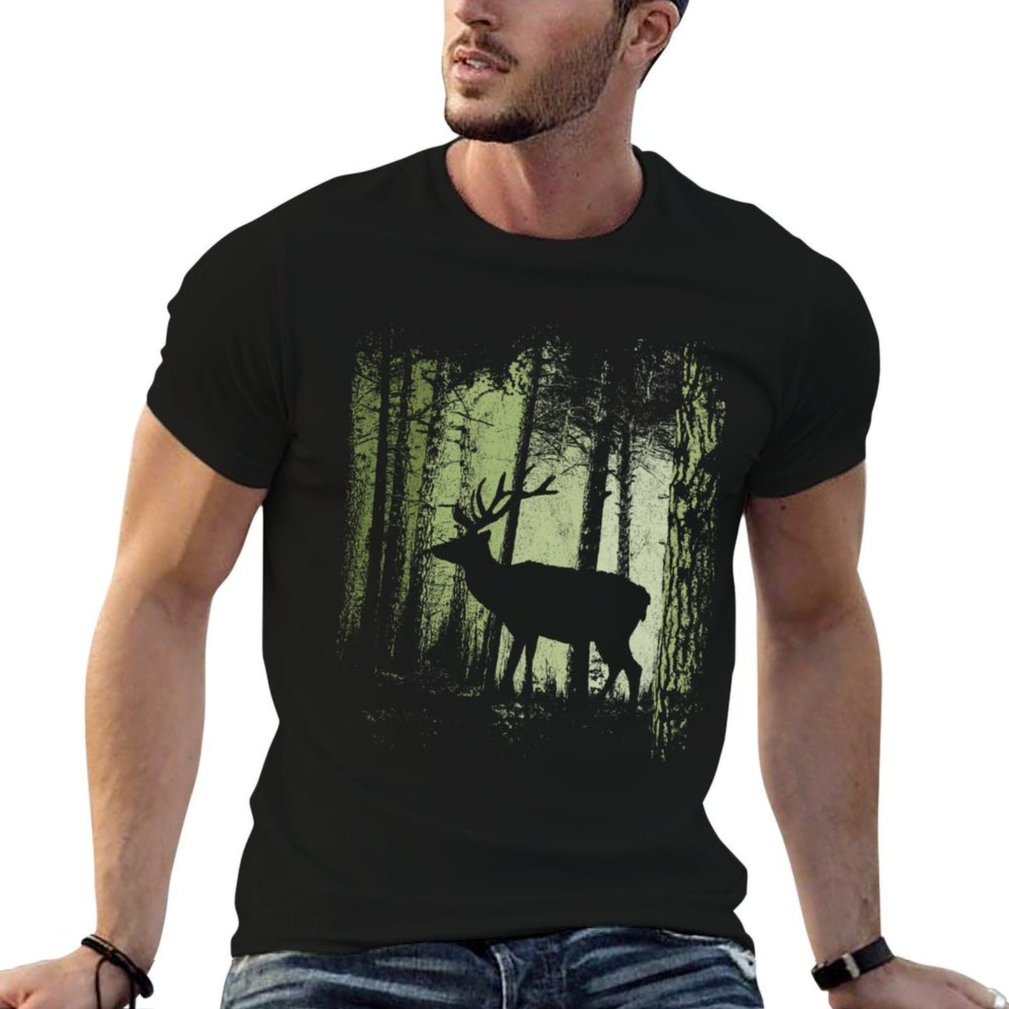Twilight Forest Wildlife Deer Stag Silhouette  Vintage-inspired T-Shirt