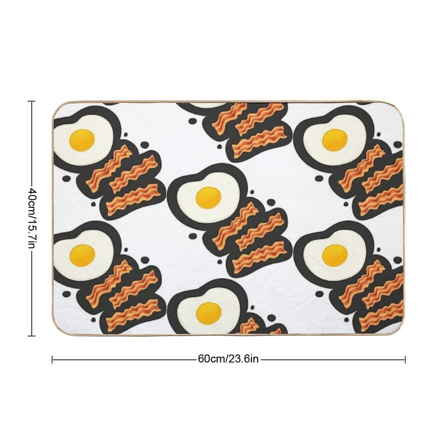 Breakfast With Bacon And Eggs Seamless Vector Pattern Dark  Absorbent Bath Mat