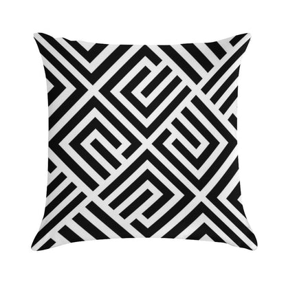 LABYRINTH TILES PATTERN BLACK AND WHITE, BY SUBGIRL Soft Multiple Sizes Throw Pillow