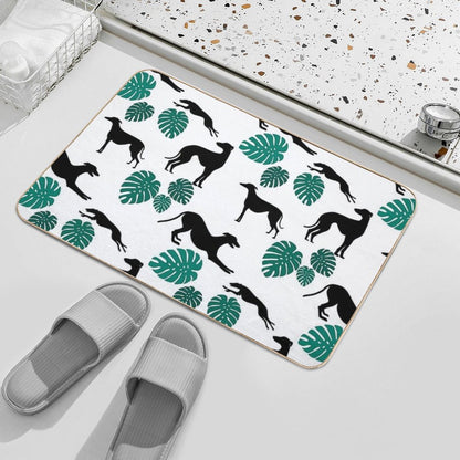 Greyt Greyhound Monstera Jumble on White  Versatile Bath Mat