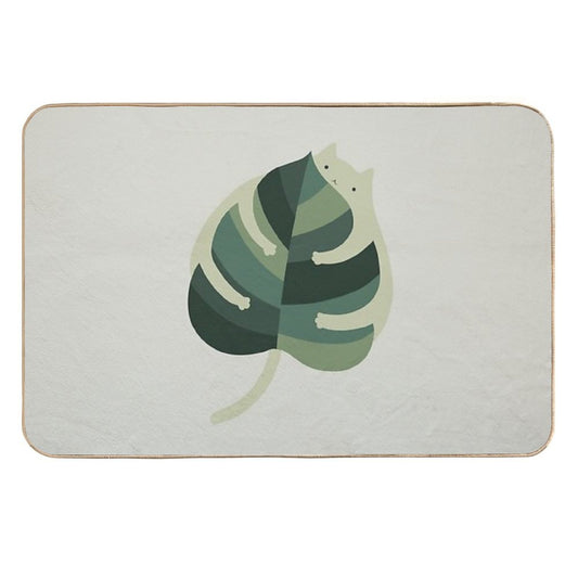 Cat And Plant 1 Monstera Cat Hug  Long-Lasting Bath Mat