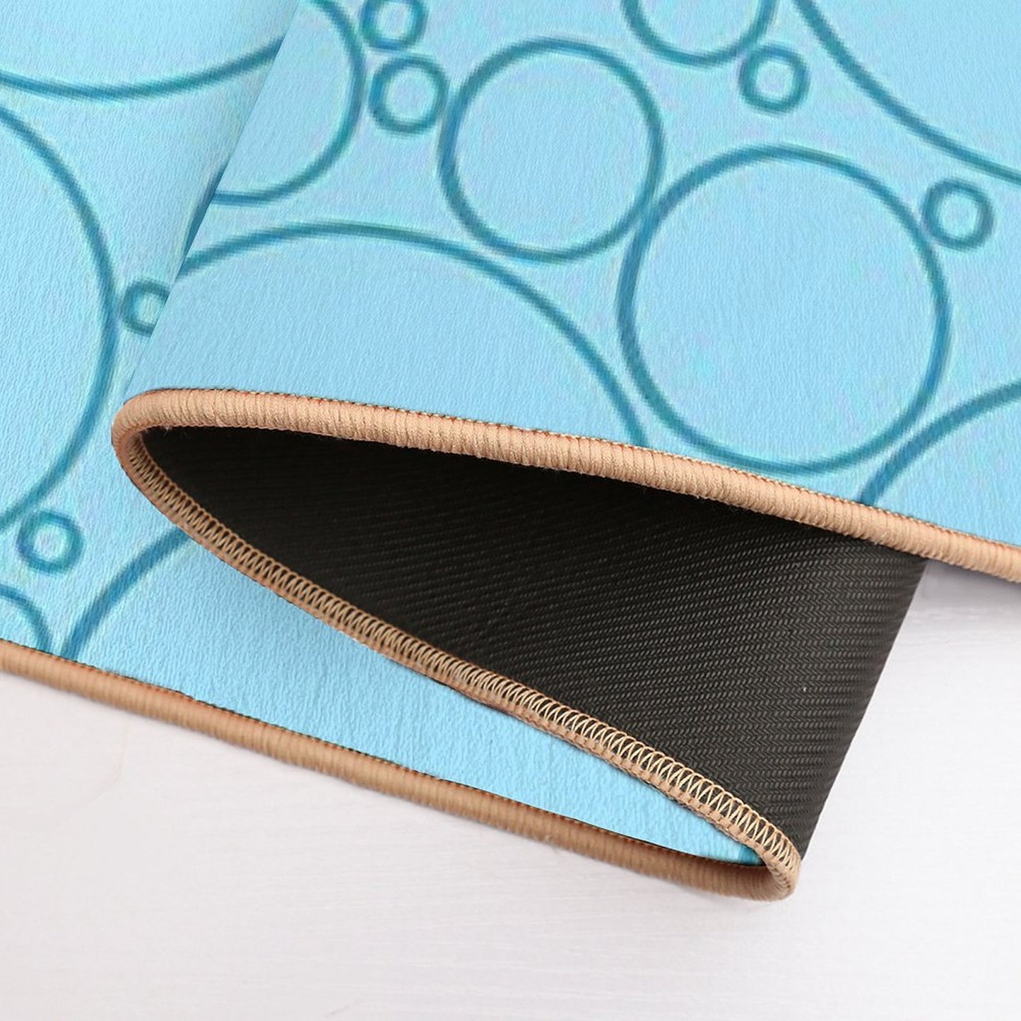 Different Sized Blue Circles for As Water Bubbles Illusion  Fade-Resistant Bath Mat