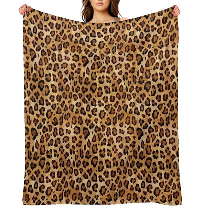 Rustic Texture Leopard Print Sustainable Throw Blanket
