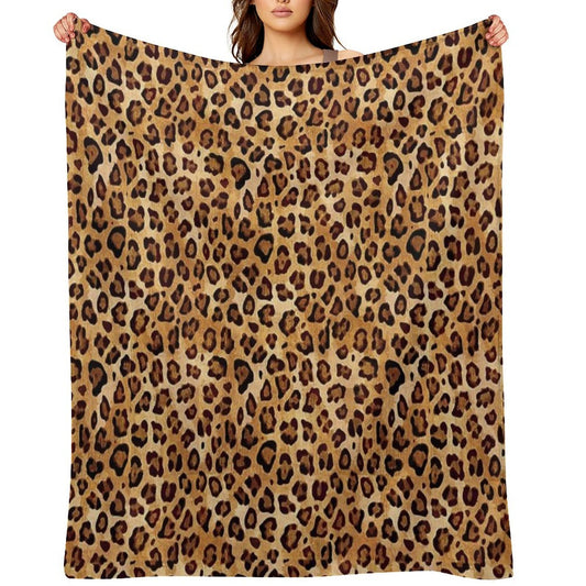 Rustic Texture Leopard Print Sustainable Throw Blanket