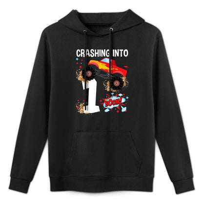 Kids 1 Year Old Monster Truck 1st Birthday Boy Car Trucks Cotton-Polyester Blend Hoodie