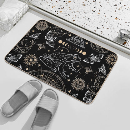 Dark Academia Gothic Frog Tarot Occult Moon Phases with Fairycore Aesthetic, Witchy Magical Goth Fantasy  Multi-Purpose Bath Mat