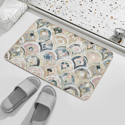Art Deco Marble Tiles in Soft Pastels  Anti-Trip Bath Mat