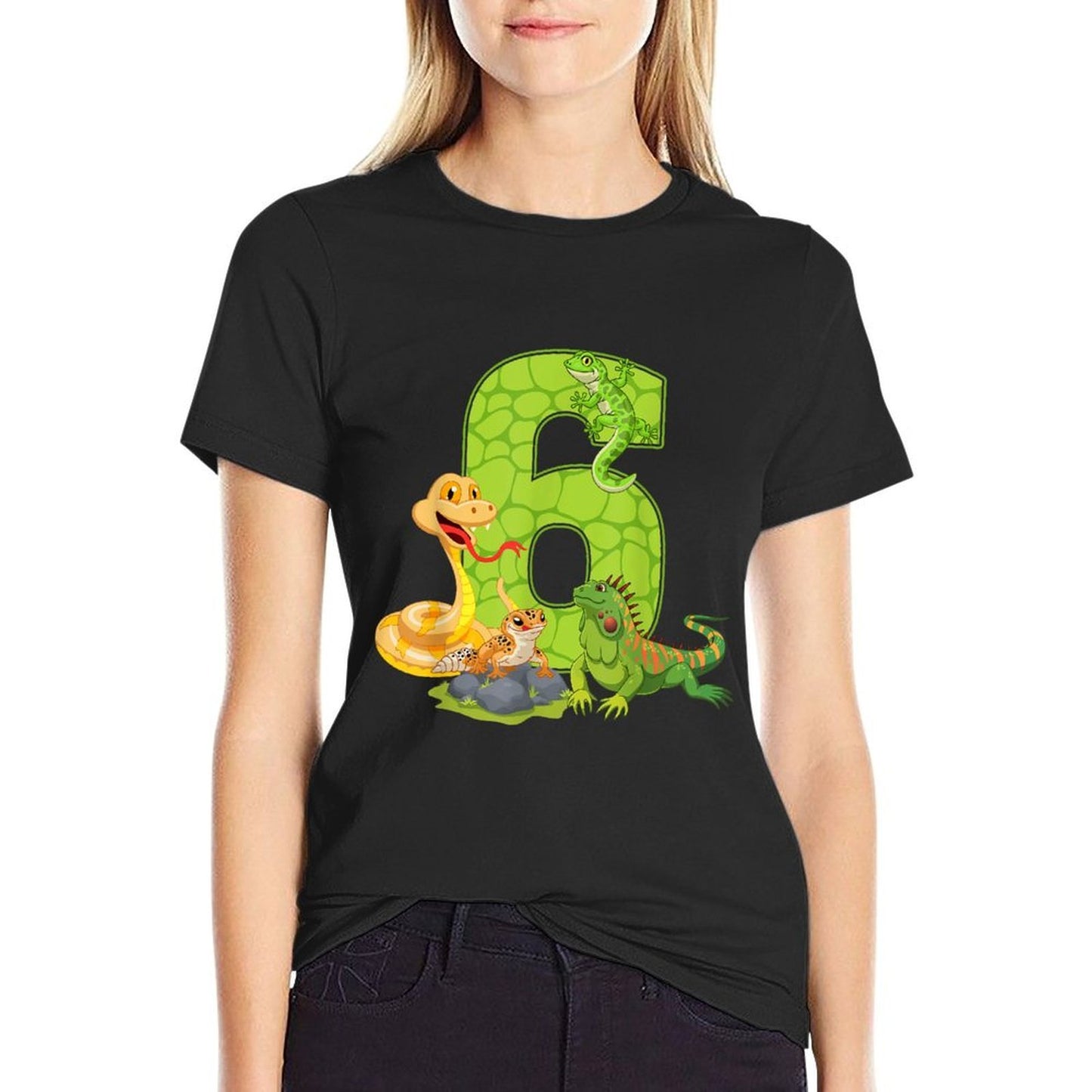 6th Birthday Snake Lizard Reptile 6 Year Old Birthday Party  Slim-fit Cut T-Shirt