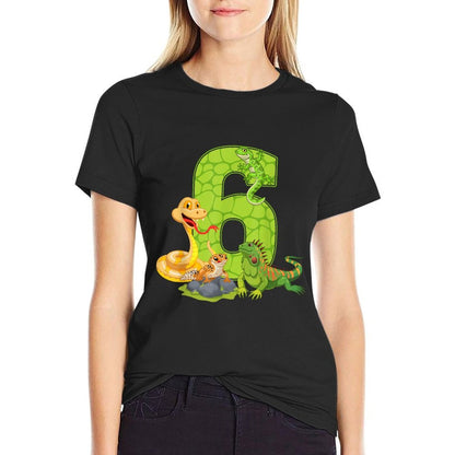 6th Birthday Snake Lizard Reptile 6 Year Old Birthday Party  Slim-fit Cut T-Shirt