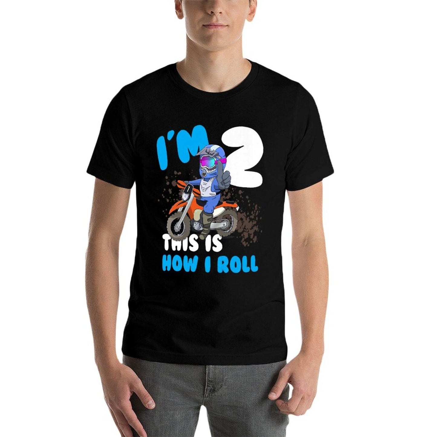 Kids Motocross Birthday Boy Little Toddler Is Two Years Old Premium  Slim-fit Cut T-Shirt