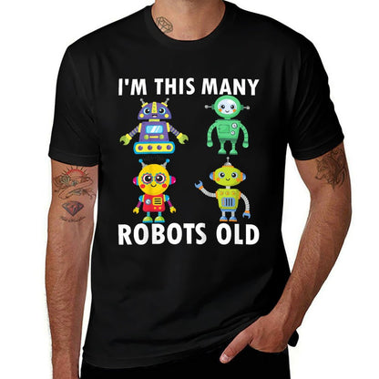 Kids 4 Years Old Robots Old 4th Birthday Kids  High-quality Stitching T-Shirt