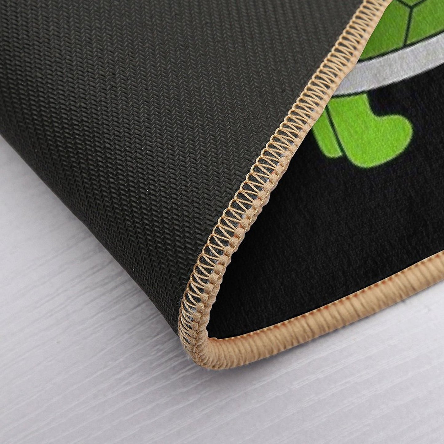 Black Cat Riding on Green Turtle  High-Traffic Bath Mat