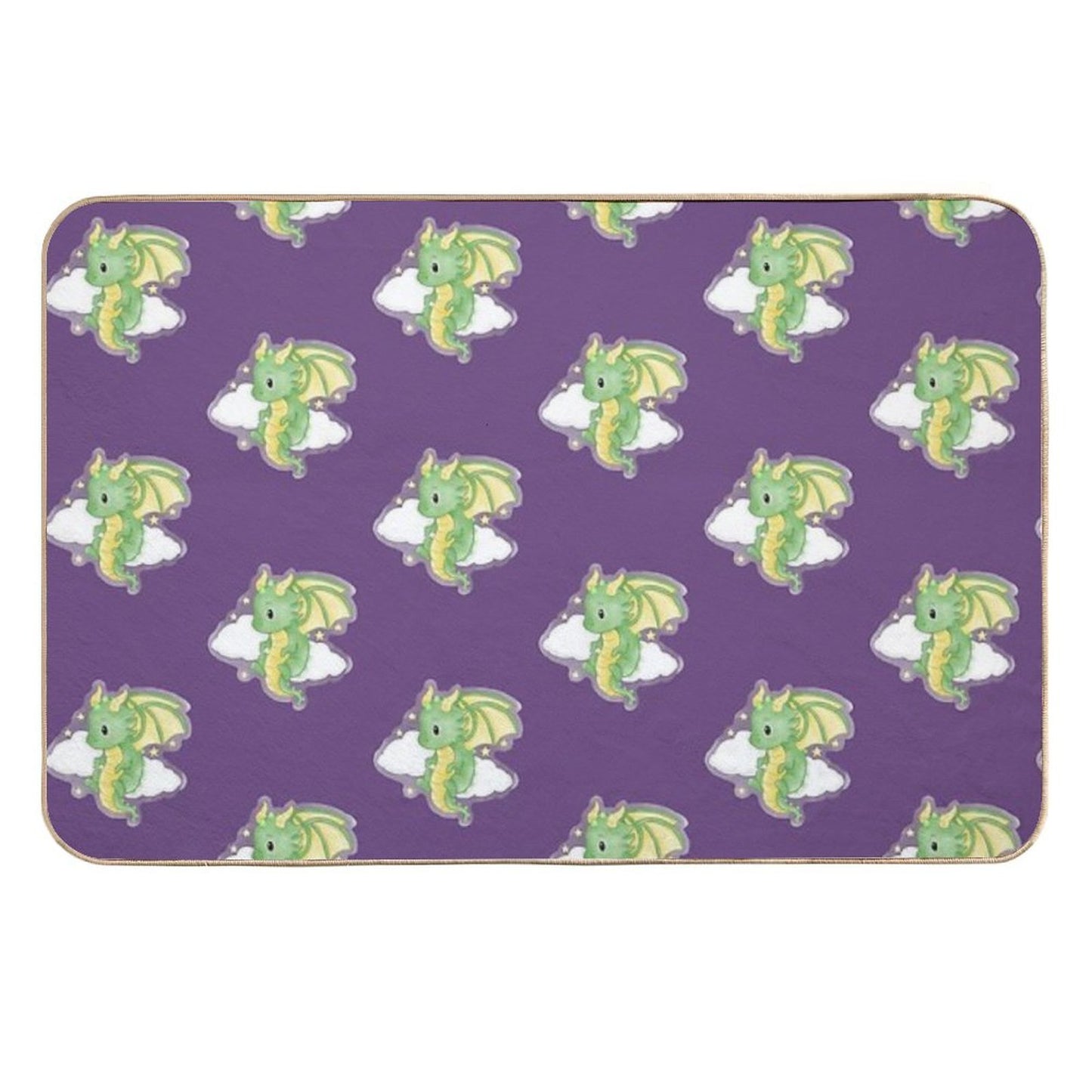 Cute Green Dragon Whimsical Fantasy Art  Eco-Friendly Bath Mat