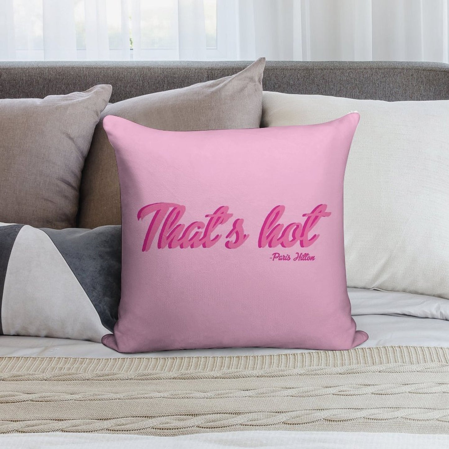 That's Hot Paris Hilton Text Print Soft Warmth Comfort Throw Pillow