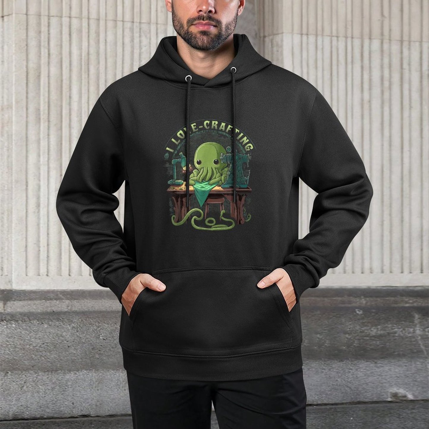 Cthulhu I Love Crafting, Funny Cute Sewing Cthulhu Versatile Streetwear Hoodie