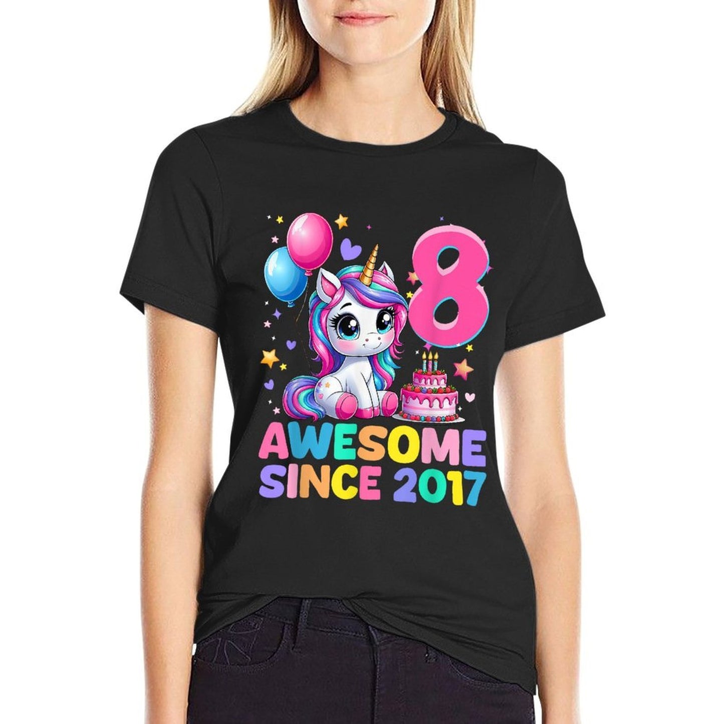 Unicorn 8th Birthday Gifts 8 Year Old Unicorn Girlsns  Easy-care T-Shirt
