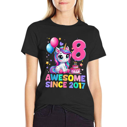 Unicorn 8th Birthday Gifts 8 Year Old Unicorn Girlsns  Easy-care T-Shirt