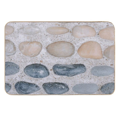 Pastel Pink And Blue Pebbles on The Sand - Colorful Stones Collection - Cool for The Summer SPA  Non-Slip Bath Mat