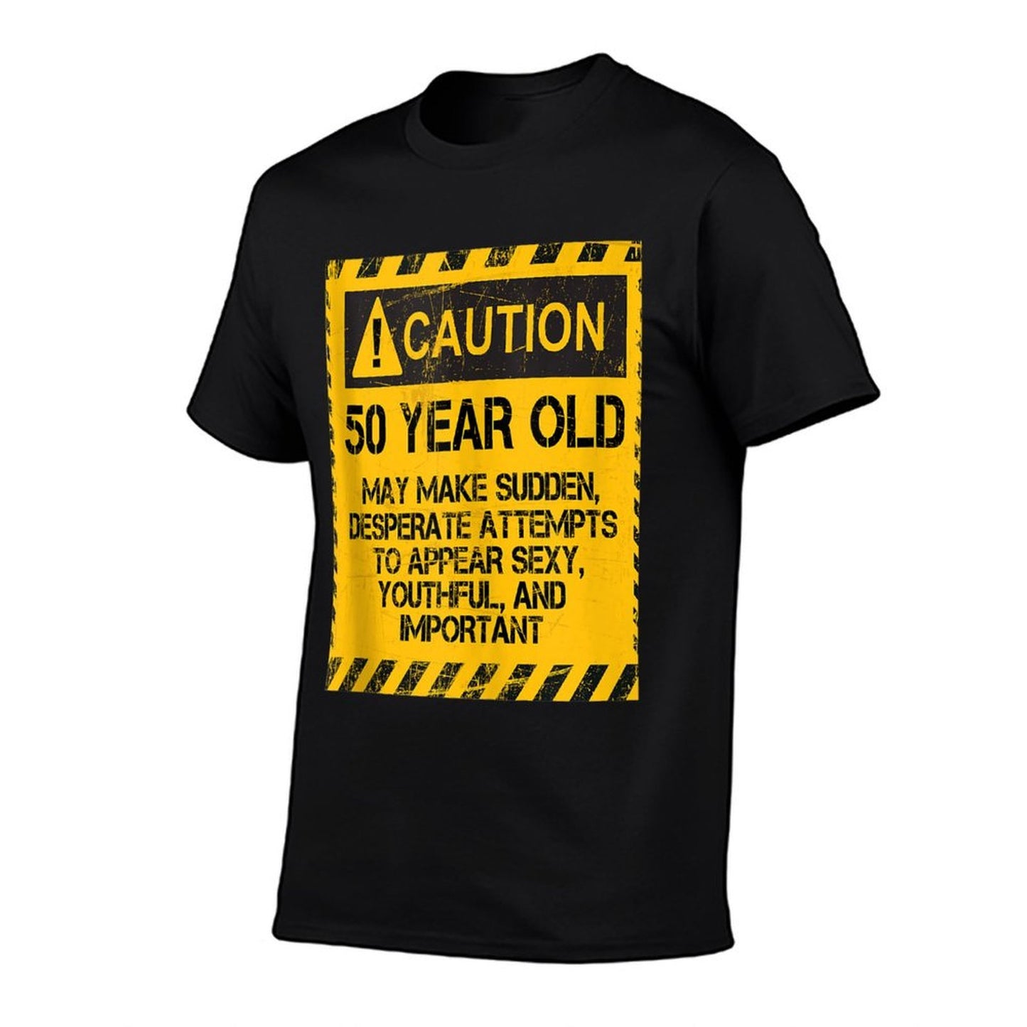 Caution 50 Year Old 50th Birthday Gift  Summer-ready Fabric T-Shirt