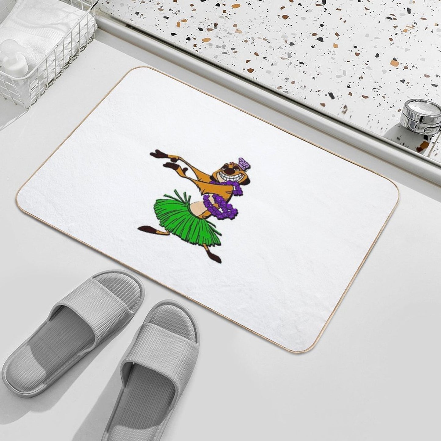 Timon Funny Drawing  2  Absorbent Bath Mat