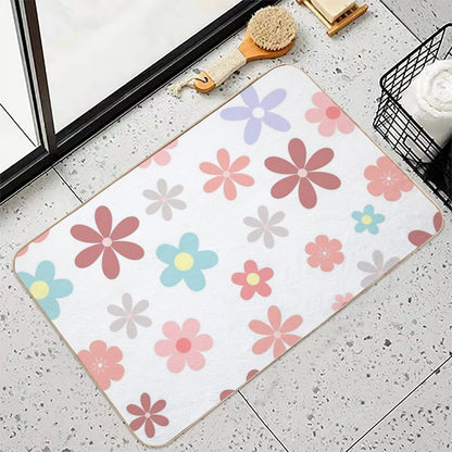 Pink Cute Flowers Pattern  Easy To Clean Bath Mat