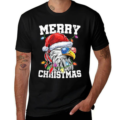Merry Christmas Patriotic USA Patriotic Santa Bald Eagle  Breathable T-Shirt