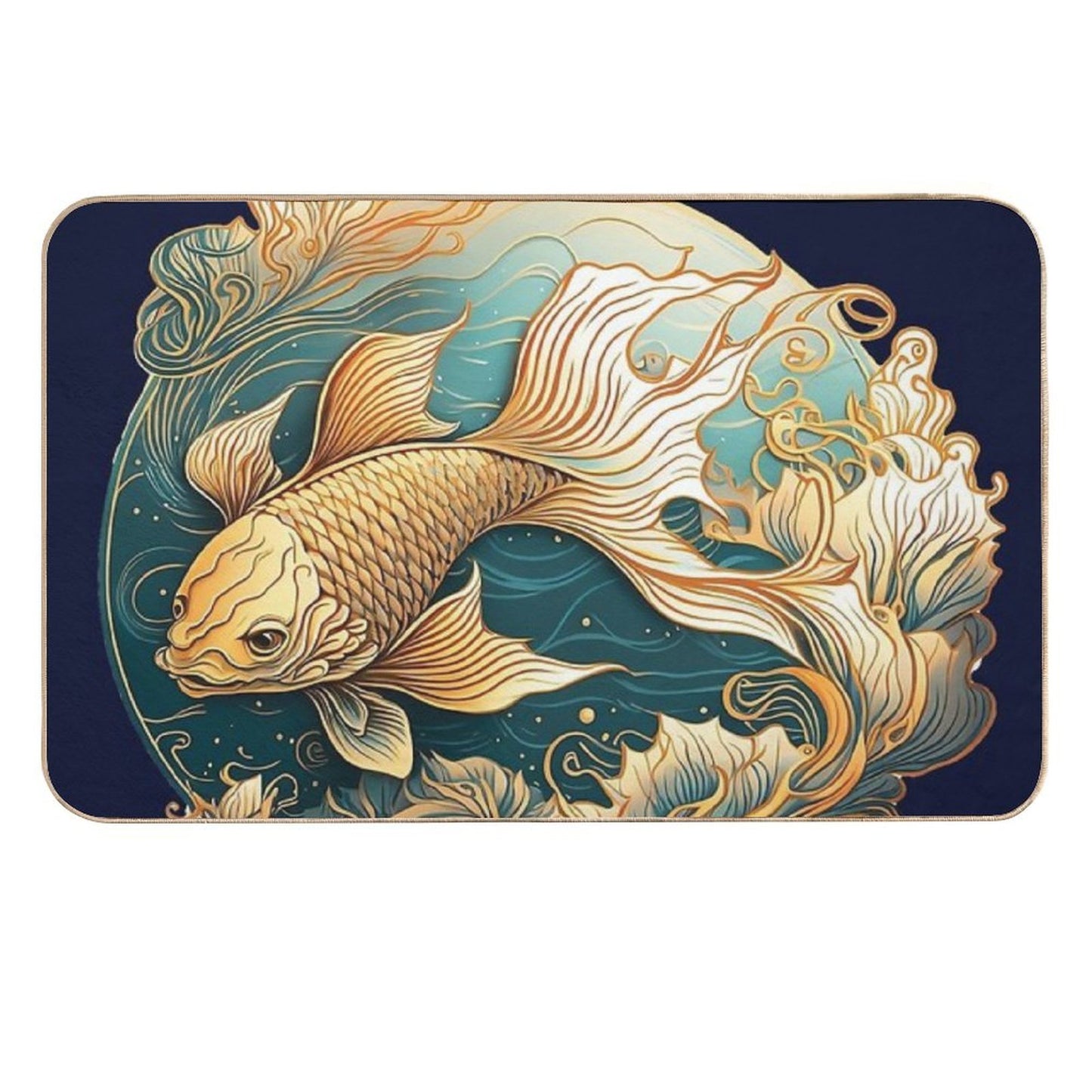 Elegant Lucky Gold Fish  Odorless Bath Mat