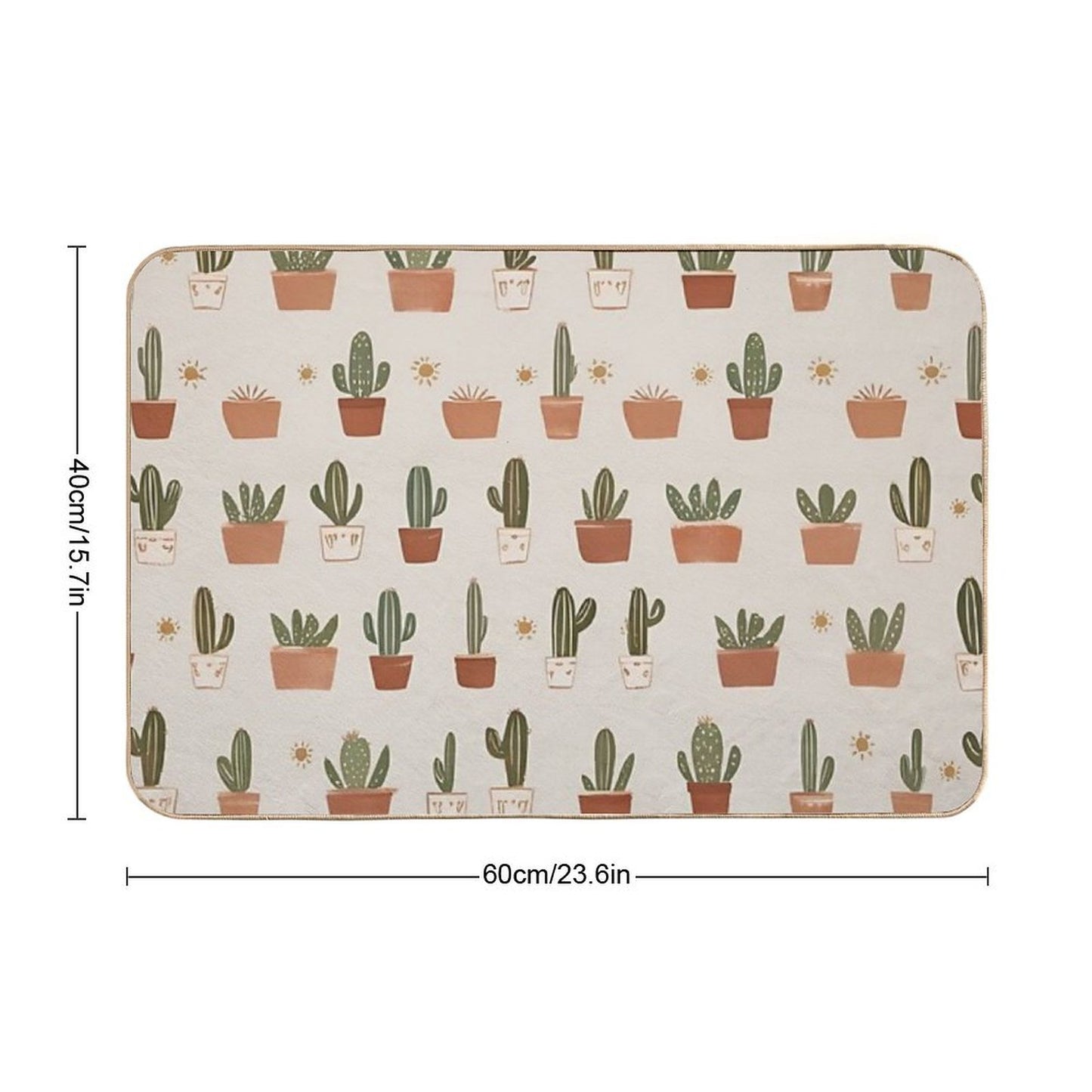 Cute Cactus Pattern – Terracotta Potted Plant Illustration  Anti-Trip Bath Mat
