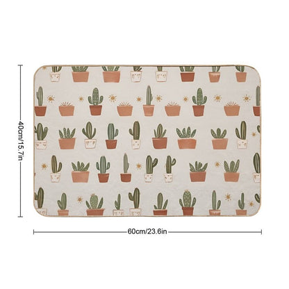 Cute Cactus Pattern – Terracotta Potted Plant Illustration  Anti-Trip Bath Mat