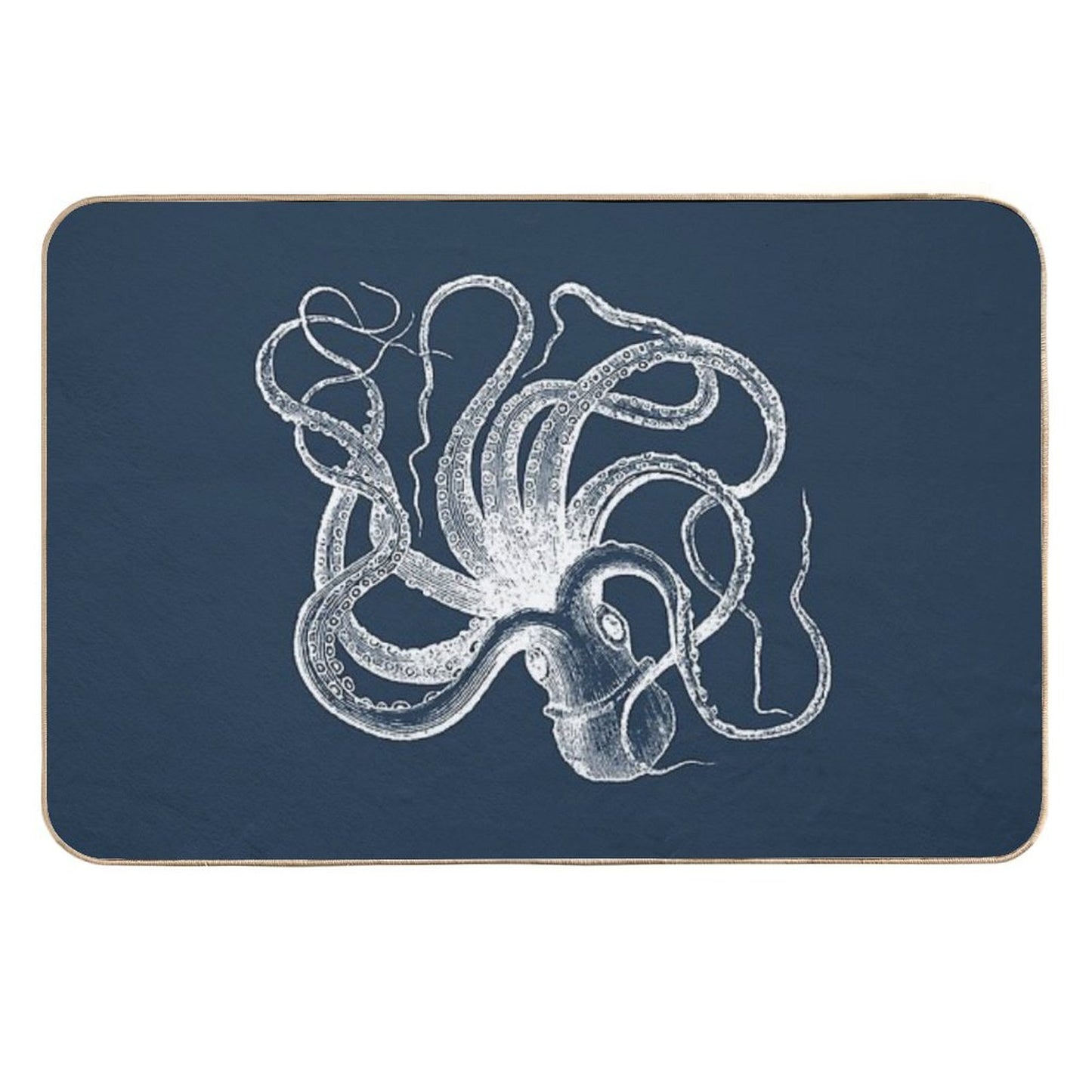 Vintage Octopus Kraken Engraving  Non-Slip Bath Mat