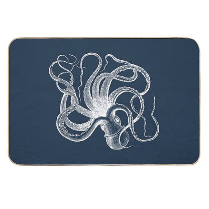 Vintage Octopus Kraken Engraving  Non-Slip Bath Mat