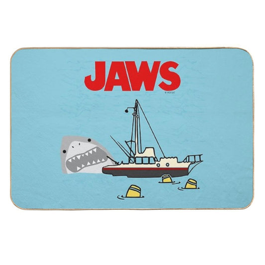 Jaws Movie Fan Art , Shark Beside Boat , Gonna Need A Bigger Boat  Slip-Resistant Bath Mat