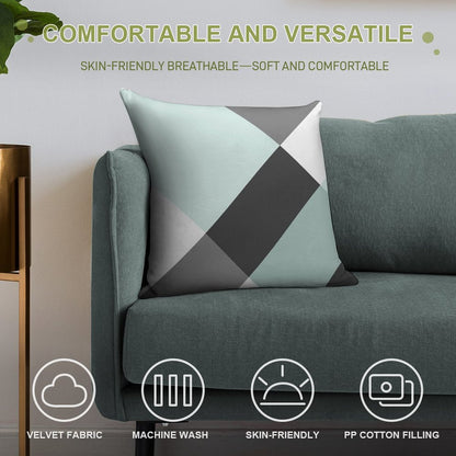 Duck Egg & Grey Patchwork Soft Gift Ready Throw Pillow