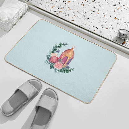 Crescent Shaped Flowers And Lantern  Odorless Bath Mat