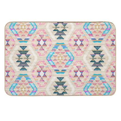 Woven Textured Pastel Kilim Pattern  Anti-Trip Bath Mat