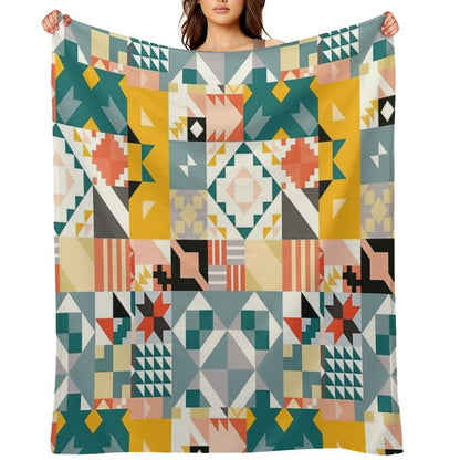 Colorful Tiles Pattern Premium Throw Blanket